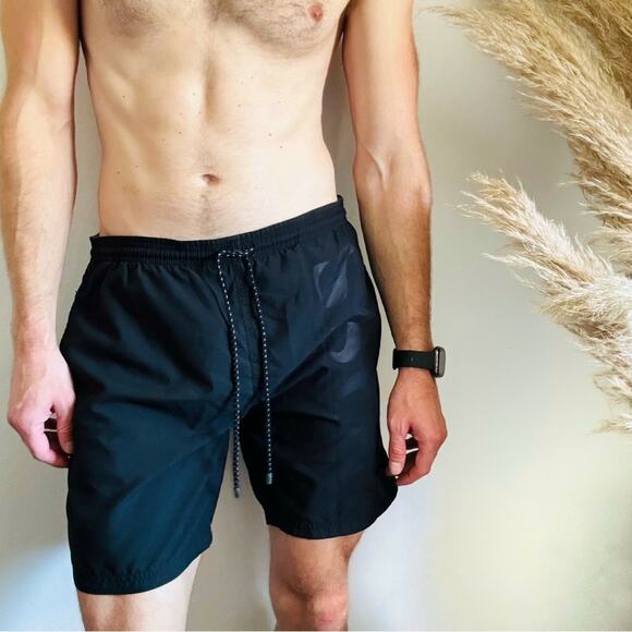 MENS HUGO BOSS Black Casual Athletic Tie Waist Transitional Swim Board Shorts S - Picture 1 of 14